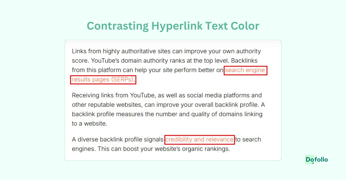 Contrasting hyperlink text color