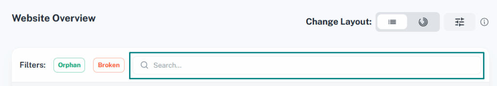 search bar in website overview